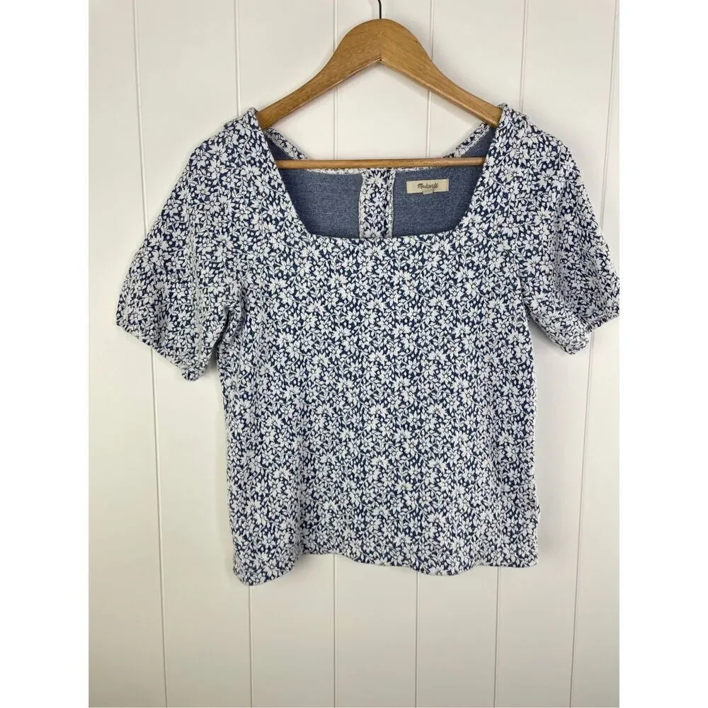 Madewell‎ Floral Jacquard Button-Back Cottage Core Top Size XXS